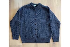 Aran Shannon Woolen Mills Merino Knit Wool Cardigan L